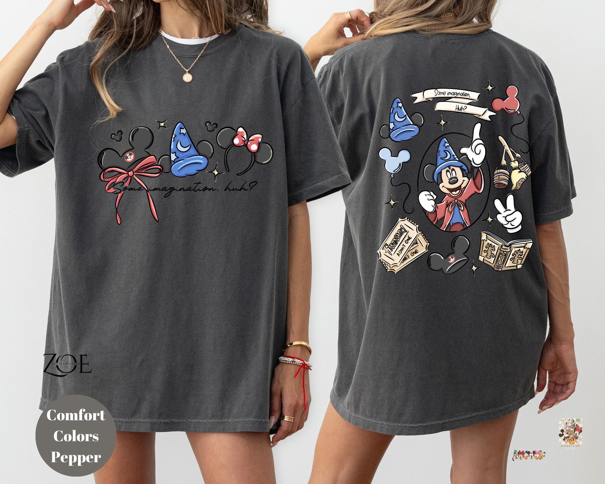 Coquette Bow Sorcerer Shirt – Some Imagination Huh Tee – Fantasia Inspired Mickey Design – Cute Trip Shirt