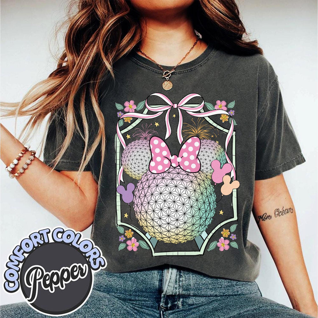 Disney Epcot Shirt – Retro Coquette Bow World Traveler Family Matching Tee