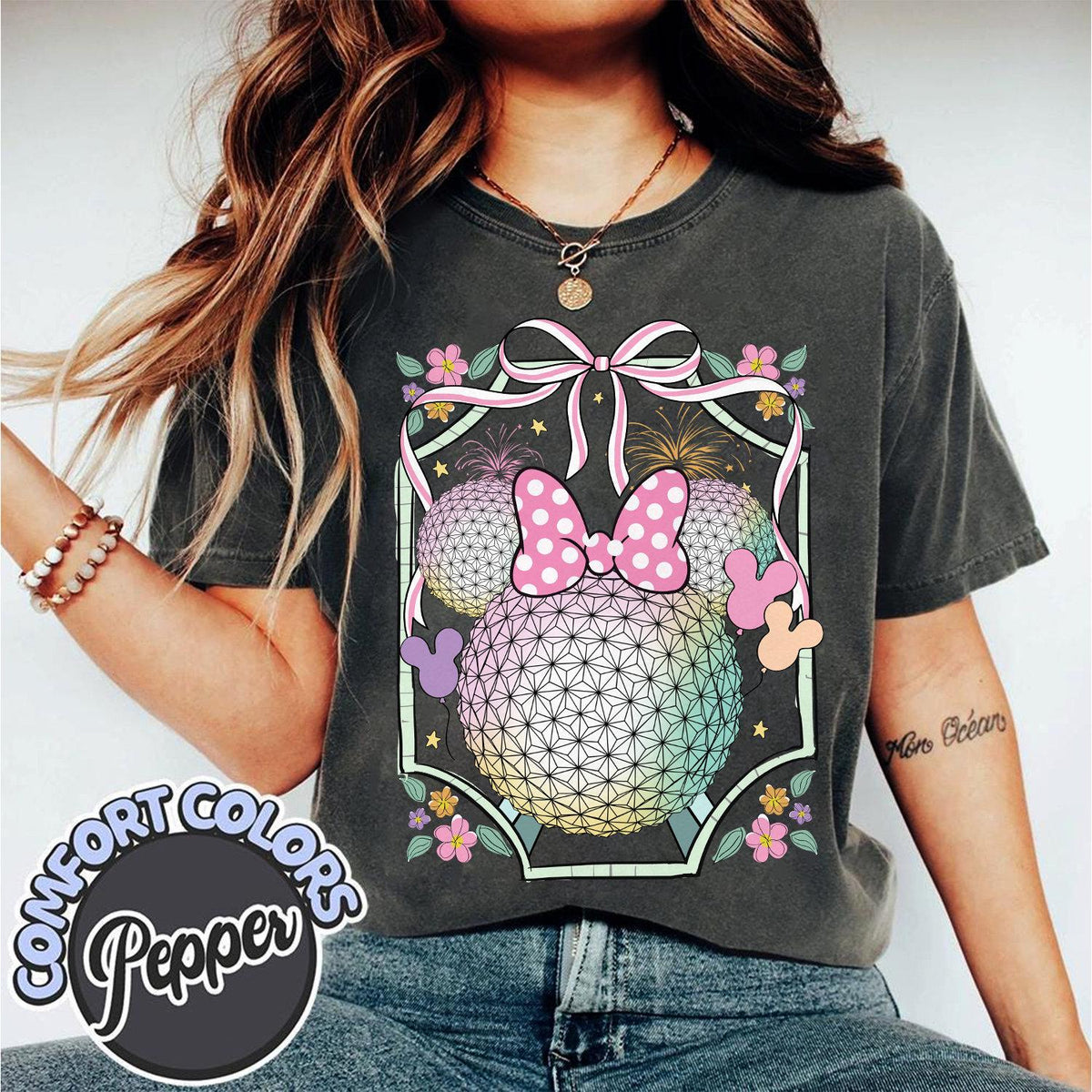 Disney Epcot Shirt – Retro Coquette Bow World Traveler Family Matching Tee