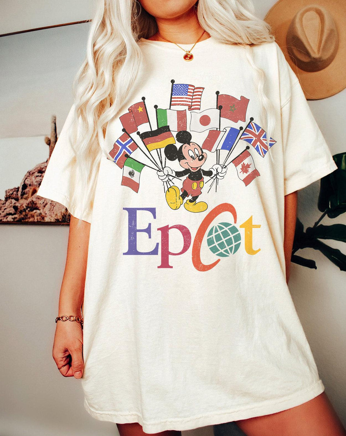 Disney Epcot World Tour T-Shirt – Flags of Nations Vintage Style Tee