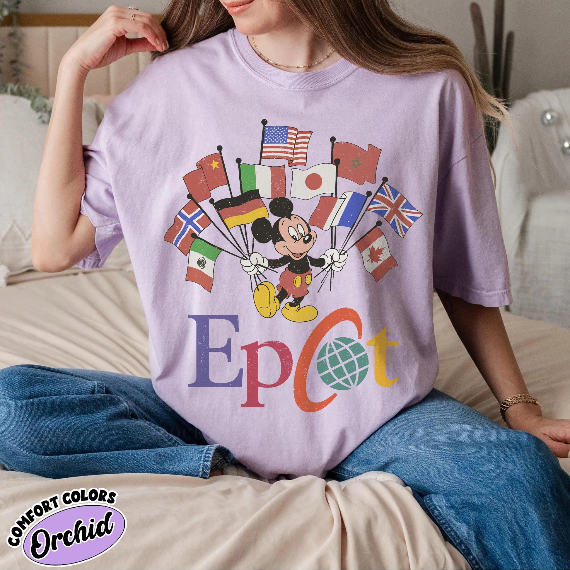 Disney Epcot World Tour T-Shirt – Flags of Nations Vintage Style Tee