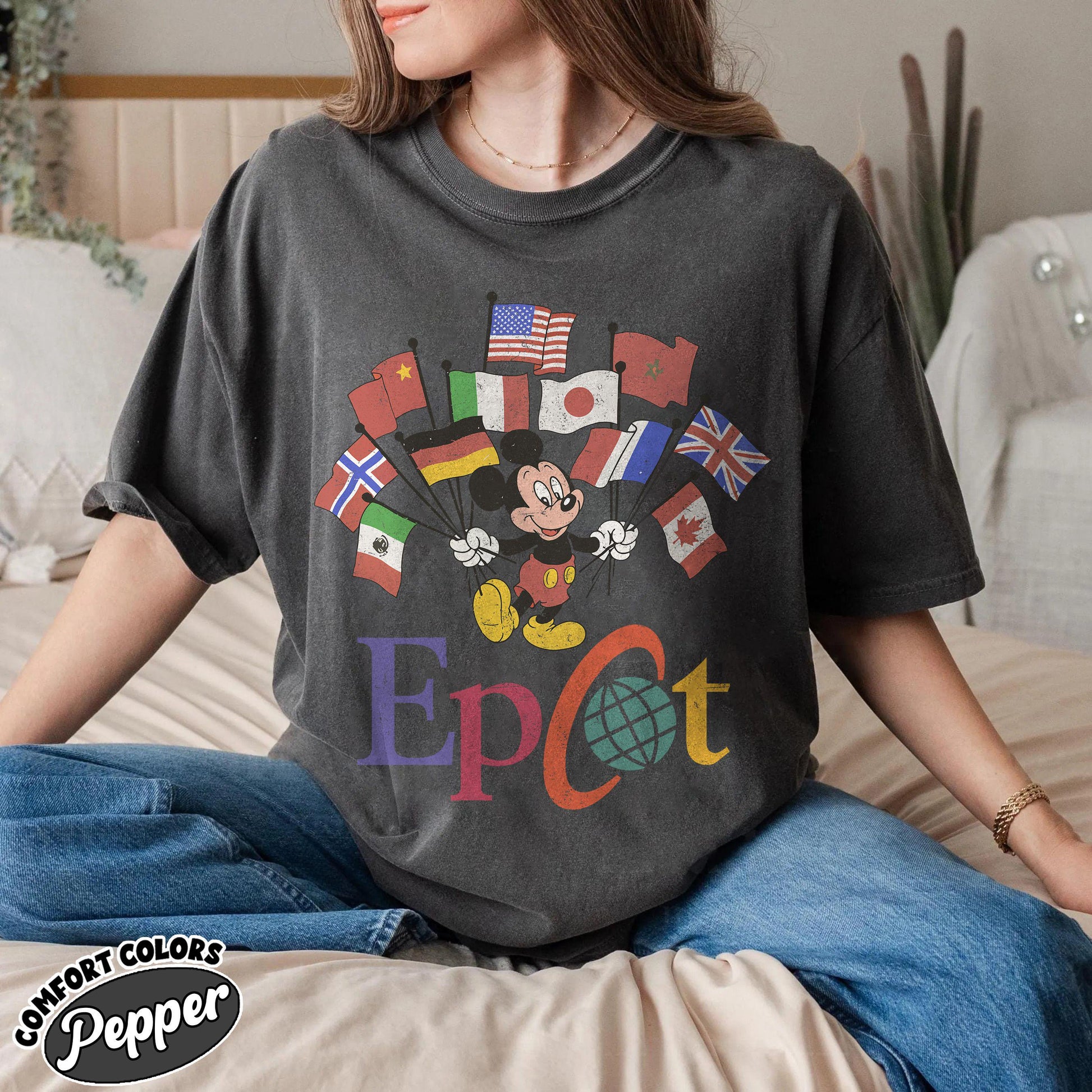 Disney Epcot World Tour T-Shirt – Flags of Nations Vintage Style Tee
