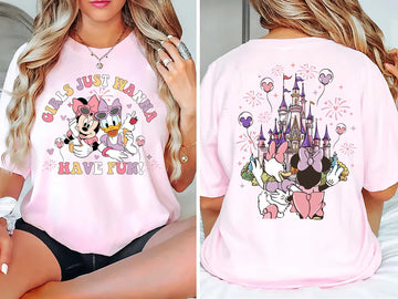 Girls Just Wanna Have Fun Graphic Shirt – Cute Besties Tee, Summer Vacation Matching T-Shirt