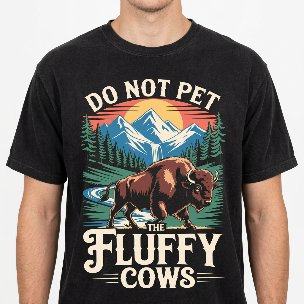 Do Not Pet the Fluffy Cows Shirt – Funny Buffalo Hiking Graphic Tee