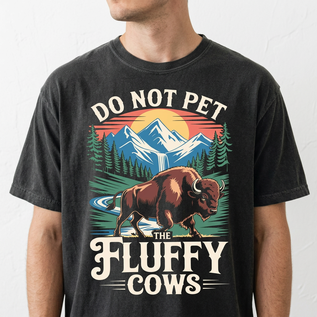Do Not Pet the Fluffy Cows Shirt – Funny Buffalo Hiking Graphic Tee