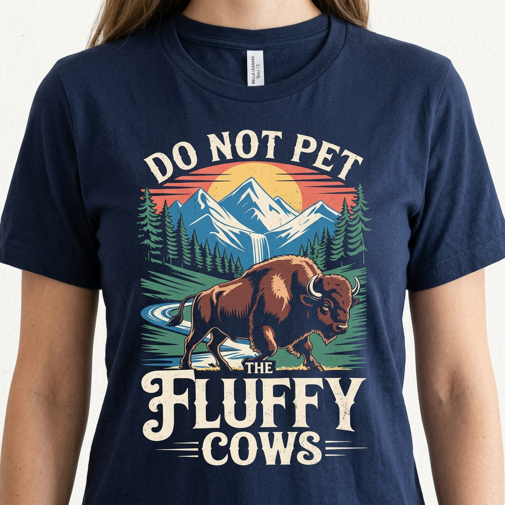 Do Not Pet the Fluffy Cows Shirt – Funny Buffalo Hiking Graphic Tee