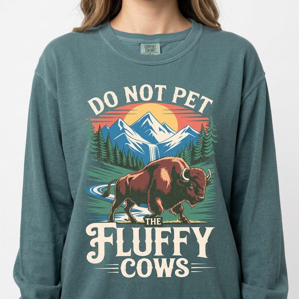 Do Not Pet the Fluffy Cows Shirt – Funny Buffalo Hiking Graphic Tee