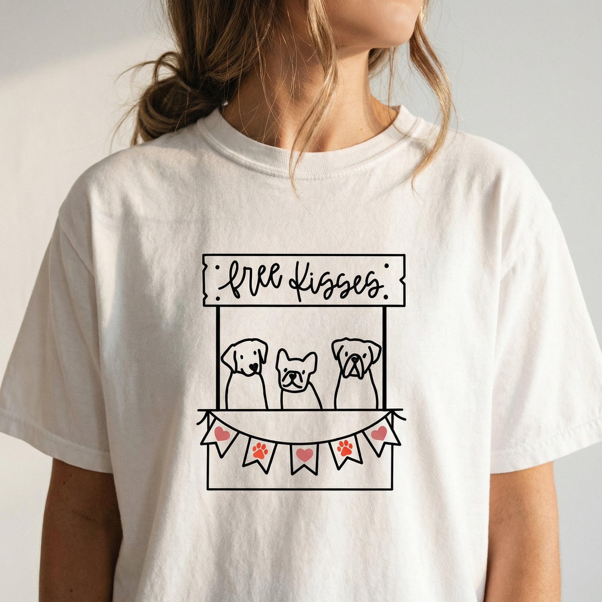 Dog Free Kisses Booth Valentine Sweatshirt – Dog Lover Heart Graphic
