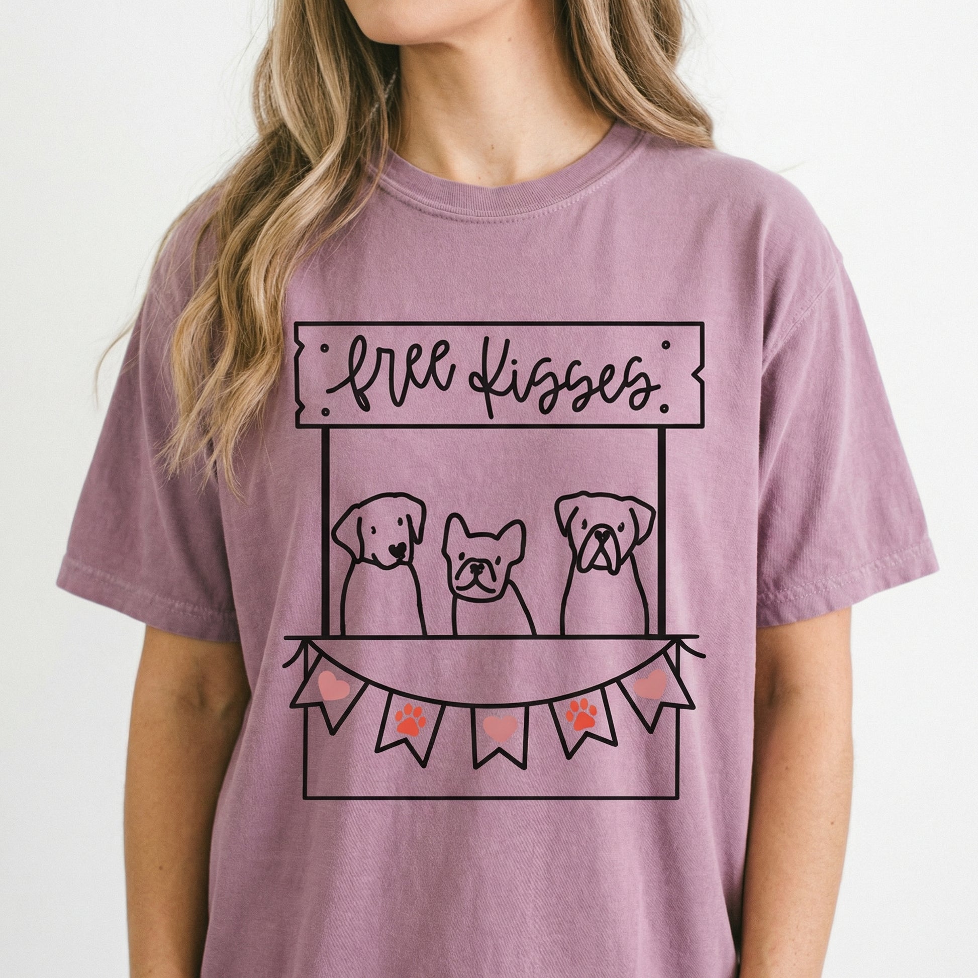 Dog Free Kisses Booth Valentine Sweatshirt – Dog Lover Heart Graphic
