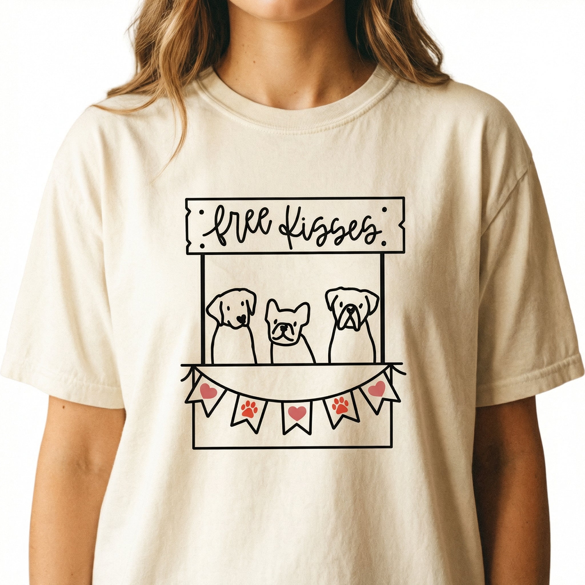 Dog Free Kisses Booth Valentine Sweatshirt – Dog Lover Heart Graphic