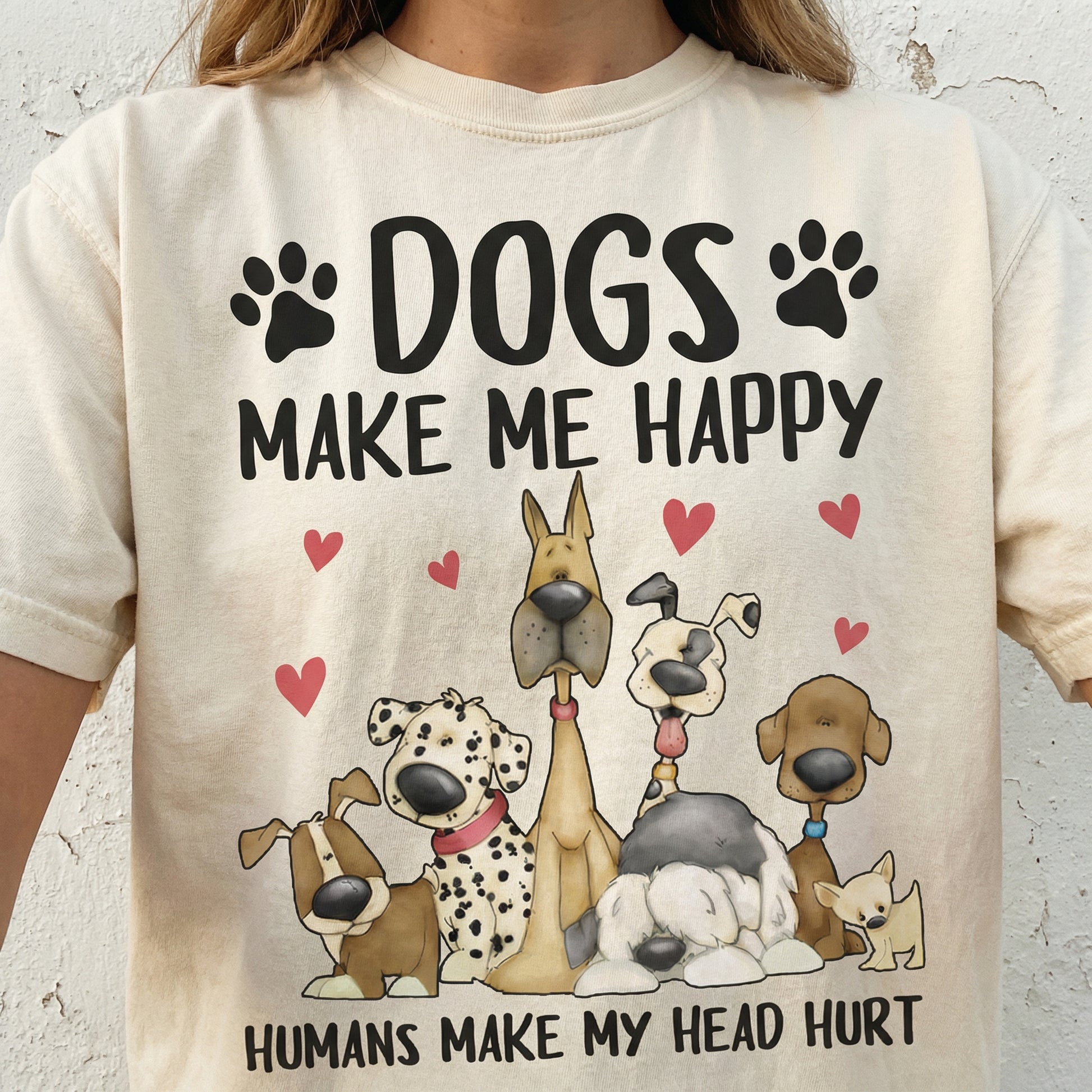 Dogs Make Me Happy Humans Make My Head Hurt T-Shirt - Funny Dog Lover Graphic Tee - Schnauzer Gift for Mom