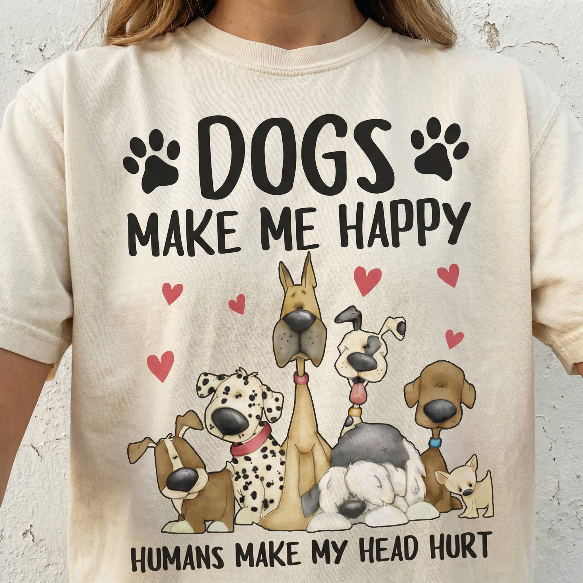 Dogs Make Me Happy Humans Make My Head Hurt T-Shirt - Funny Dog Lover Graphic Tee - Schnauzer Gift for Mom