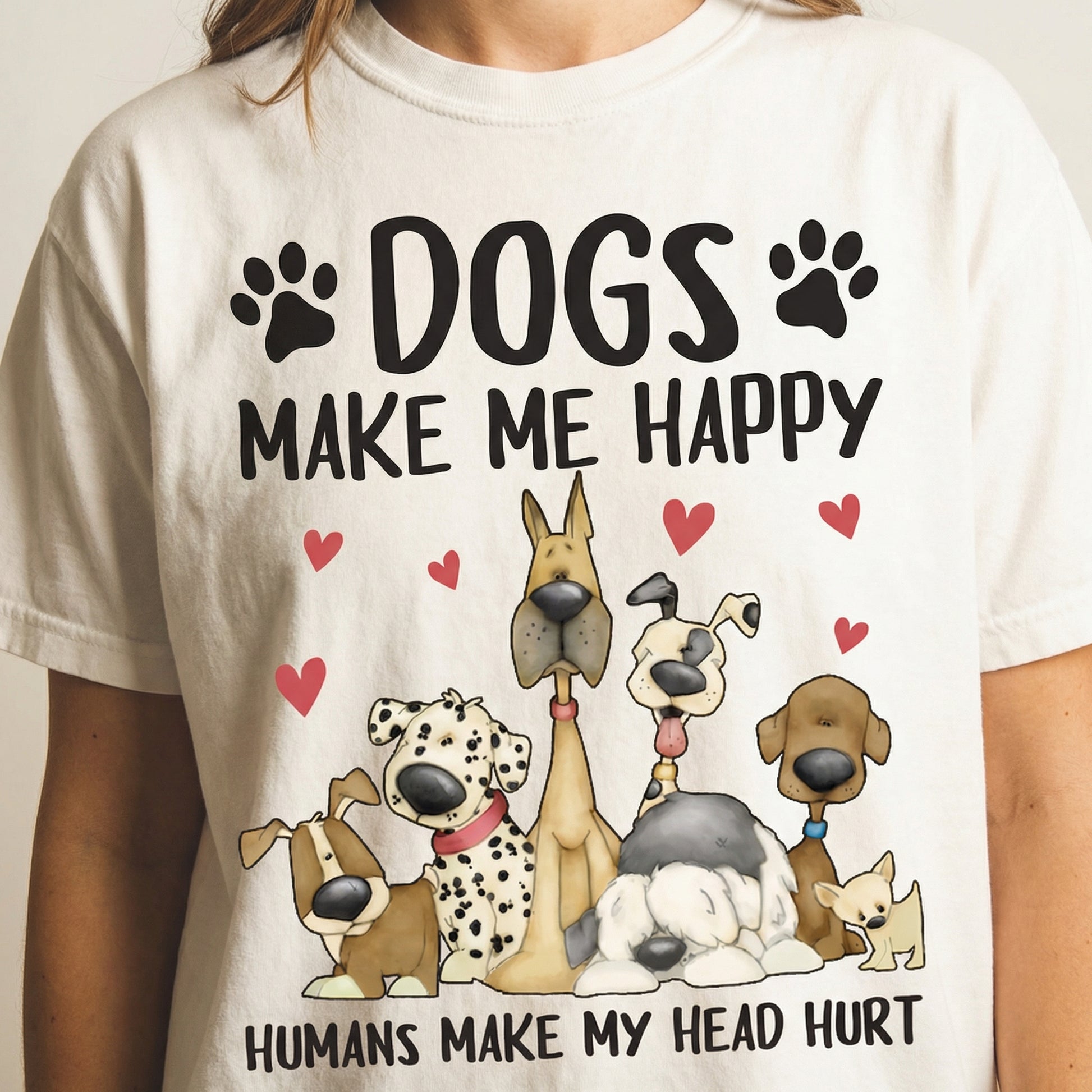 Dogs Make Me Happy Humans Make My Head Hurt T-Shirt - Funny Dog Lover Graphic Tee - Schnauzer Gift for Mom