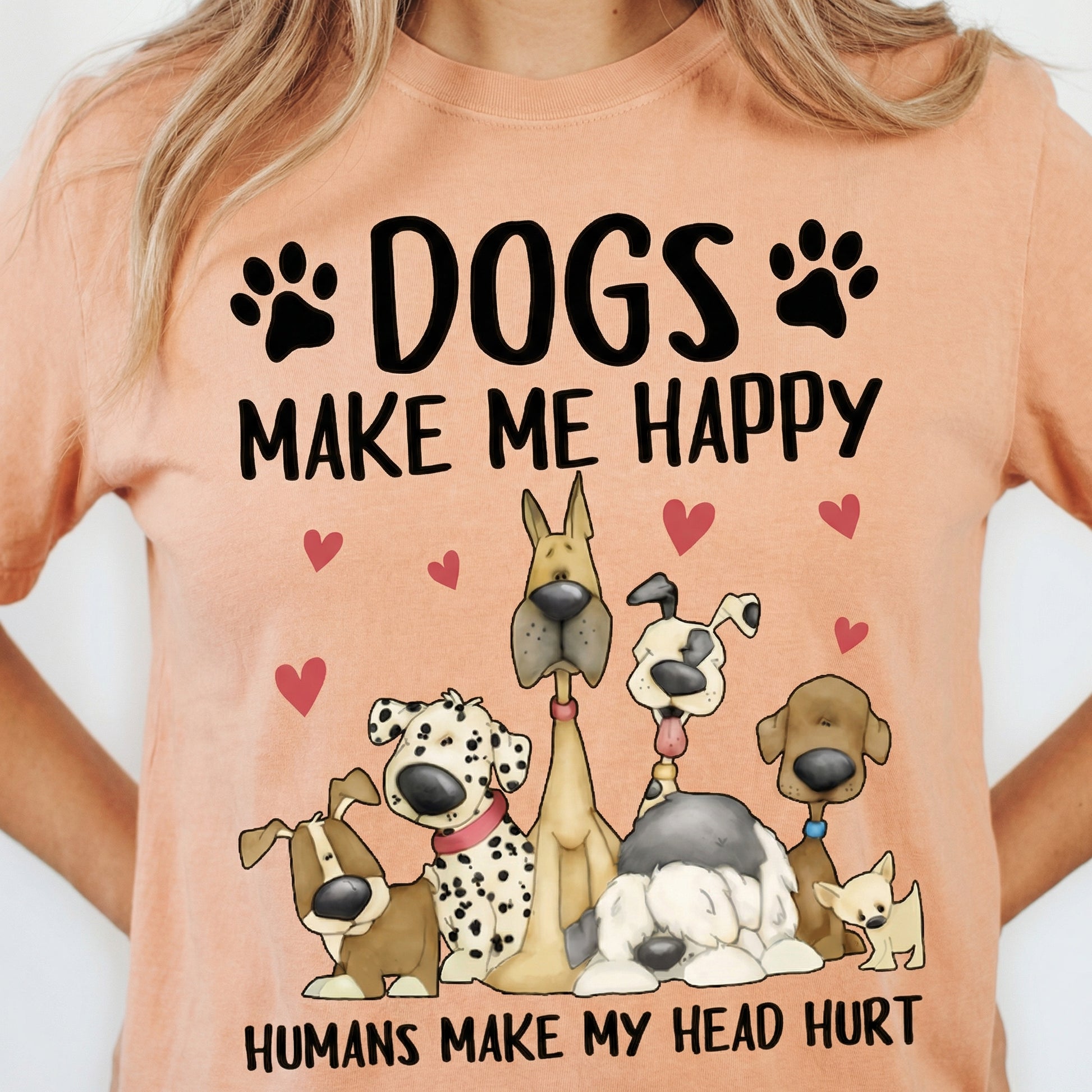 Dogs Make Me Happy Humans Make My Head Hurt T-Shirt - Funny Dog Lover Graphic Tee - Schnauzer Gift for Mom