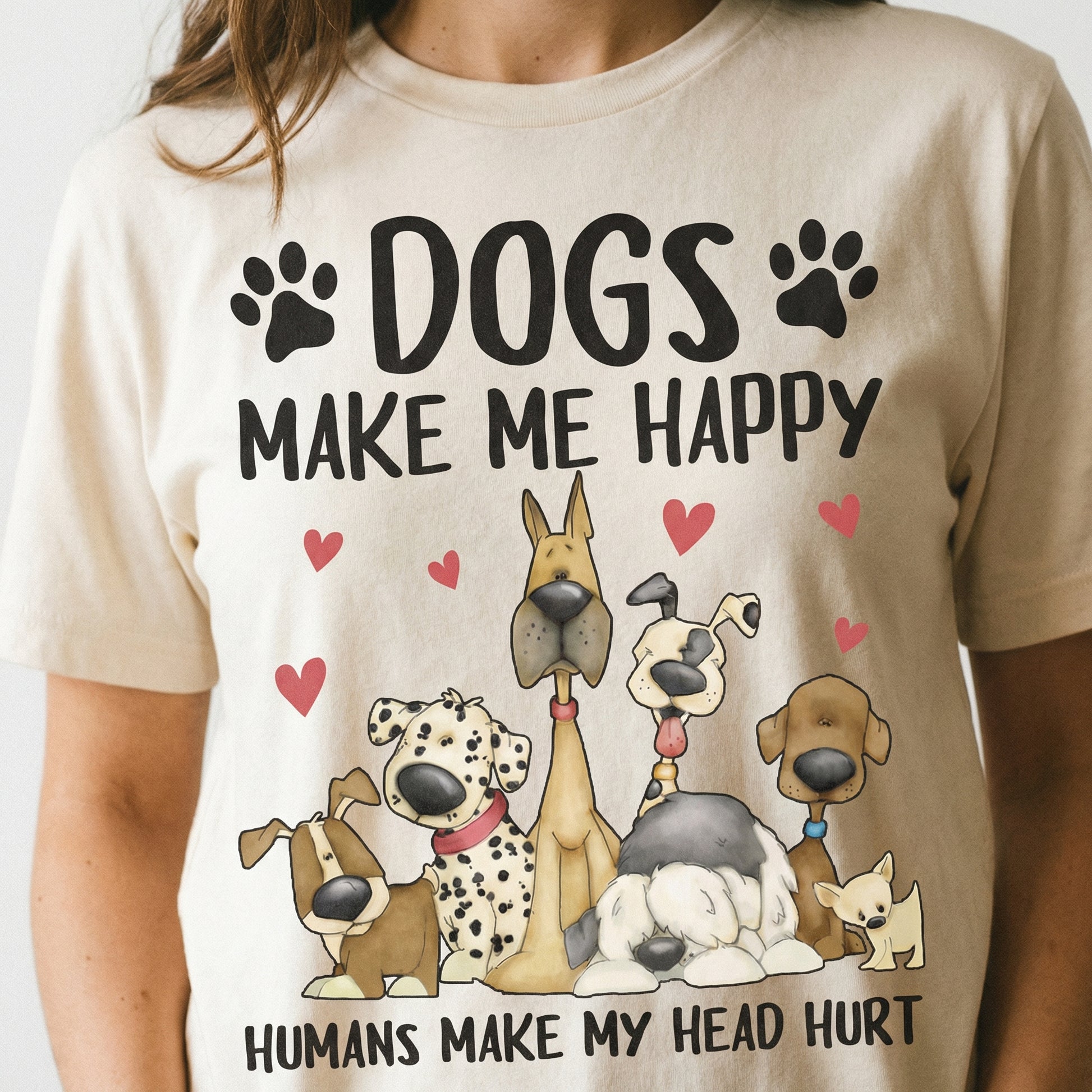 Dogs Make Me Happy Humans Make My Head Hurt T-Shirt - Funny Dog Lover Graphic Tee - Schnauzer Gift for Mom