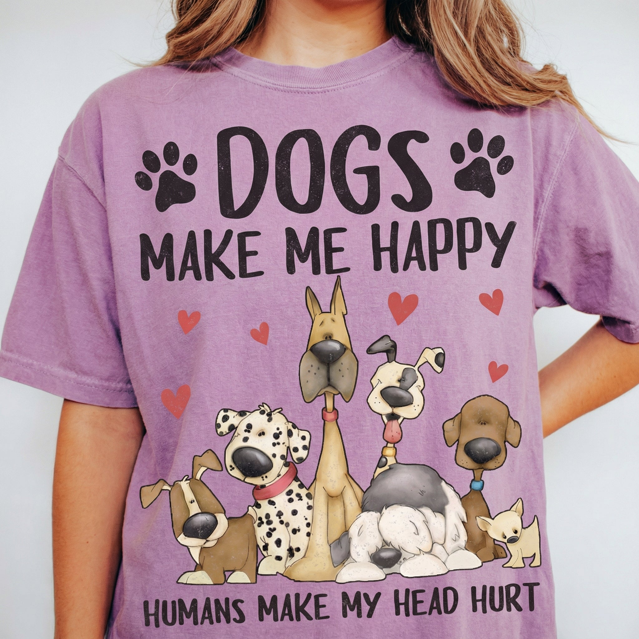 Dogs Make Me Happy Humans Make My Head Hurt T-Shirt - Funny Dog Lover Graphic Tee - Schnauzer Gift for Mom