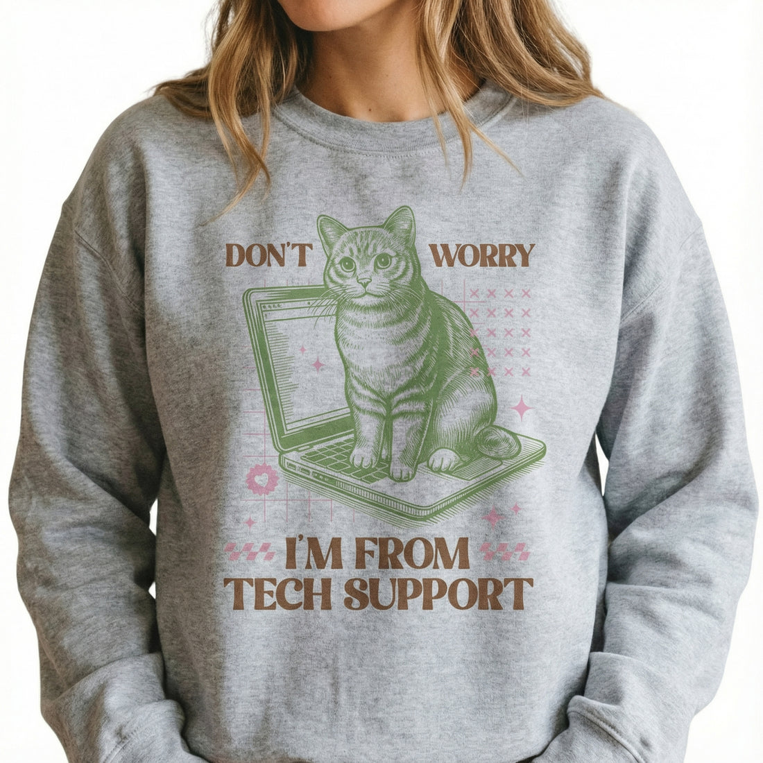 Don’t Worry I’m From Tech Support Cat T-Shirt – Vintage Funny Cat Graphic Tee