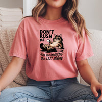 Don't Rush Me I'm Waiting The Last Minute T-Shirt - Funny Cat Sarcastic Graphic Tee