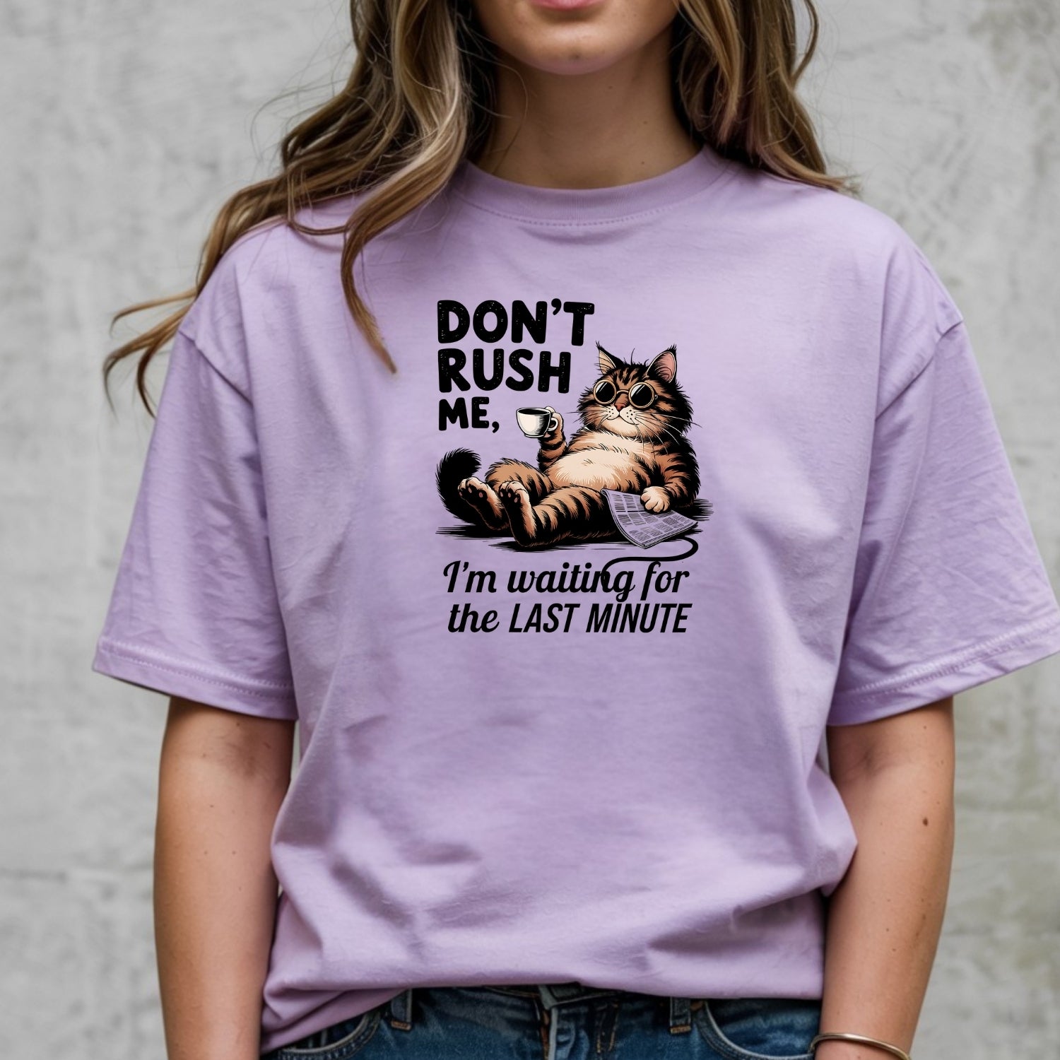 Don't Rush Me I'm Waiting The Last Minute T-Shirt - Funny Cat Sarcastic Graphic Tee