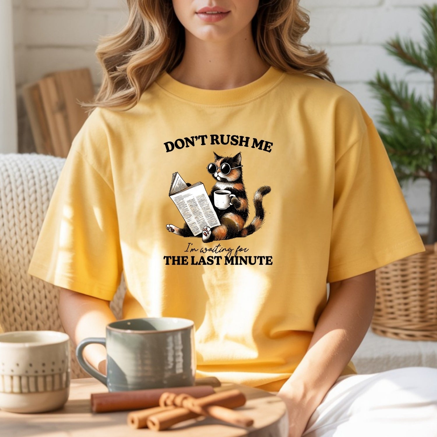 Don't Rush Me The Last Minute T-Shirt - Funny Cat Sarcastic Graphic Tee