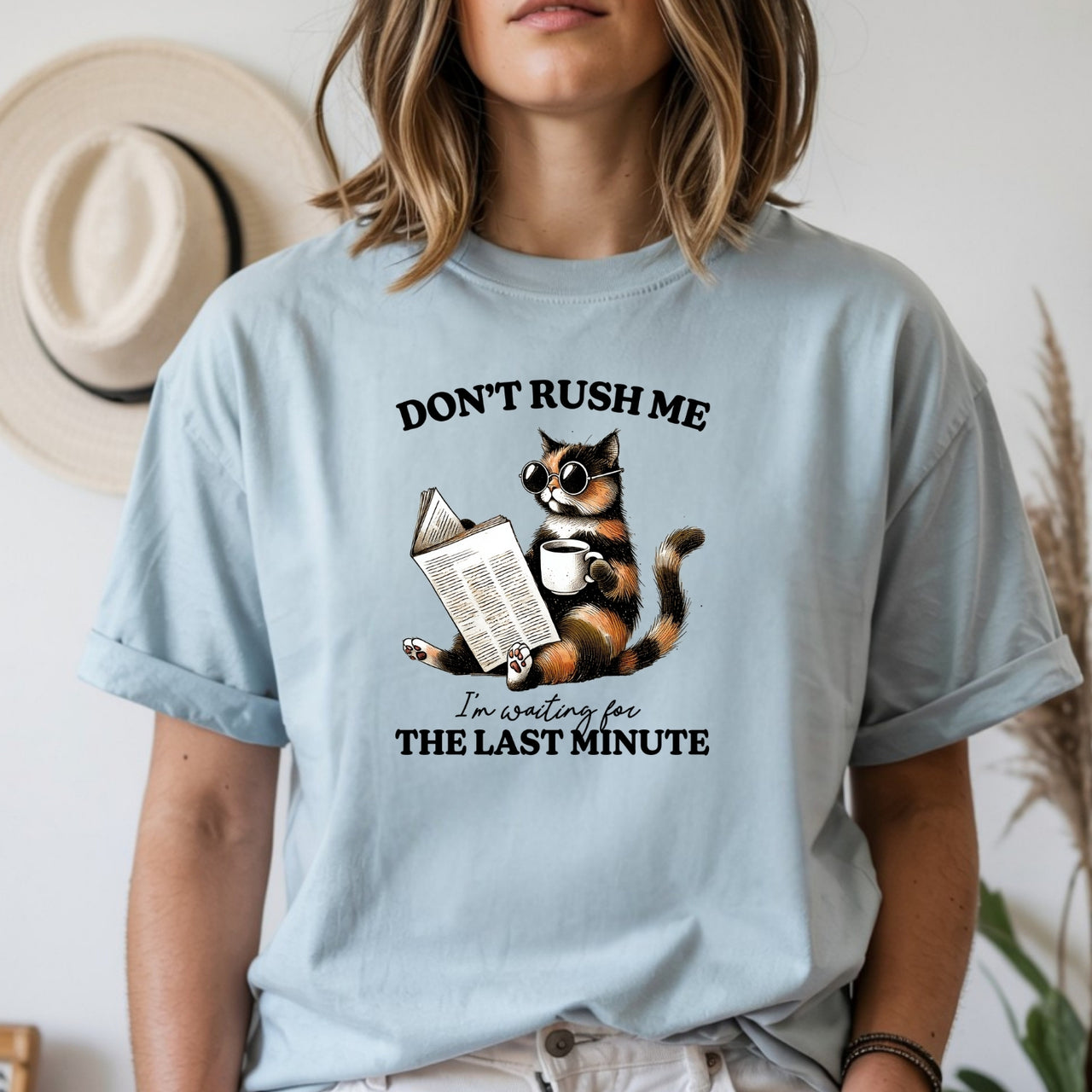 Don't Rush Me The Last Minute T-Shirt - Funny Cat Sarcastic Graphic Tee