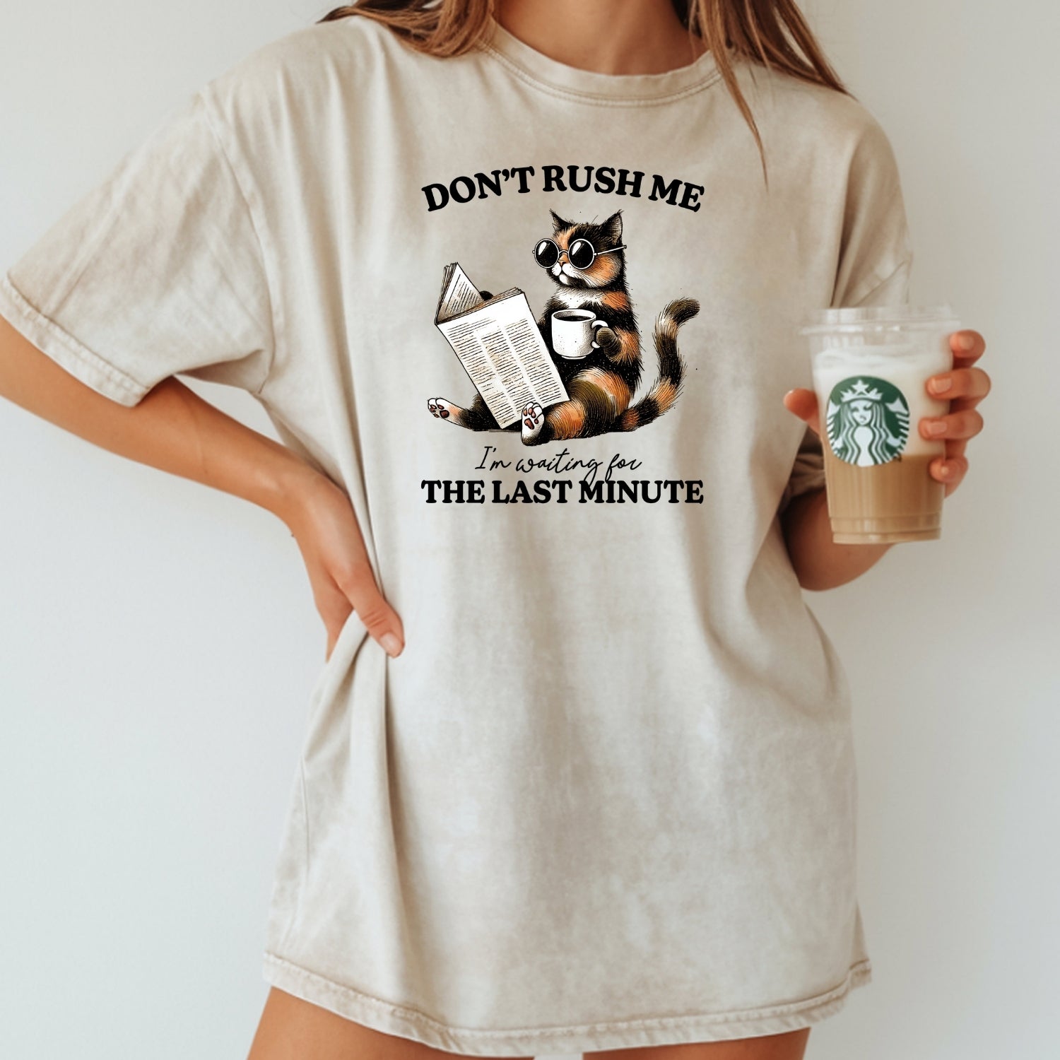 Don't Rush Me The Last Minute T-Shirt - Funny Cat Sarcastic Graphic Tee