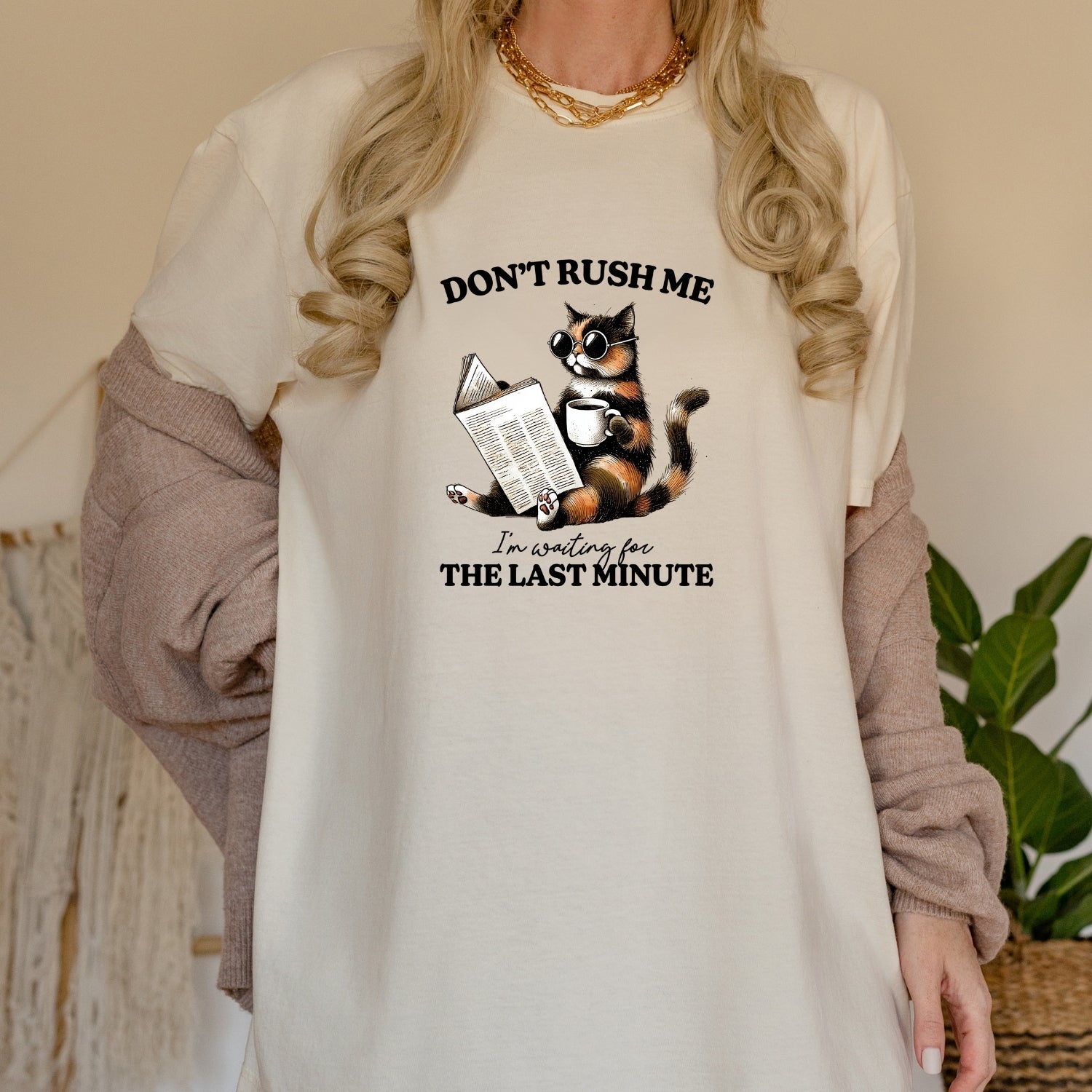 Don't Rush Me The Last Minute T-Shirt - Funny Cat Sarcastic Graphic Tee