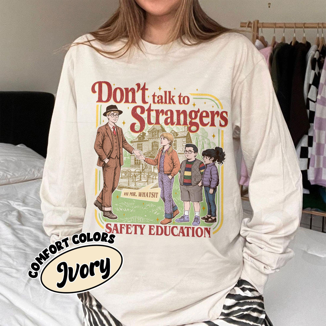 Don’t Talk to Strangers Shirt – Funny Retro Movie-Inspired T-Shirt, Safety Education Tee