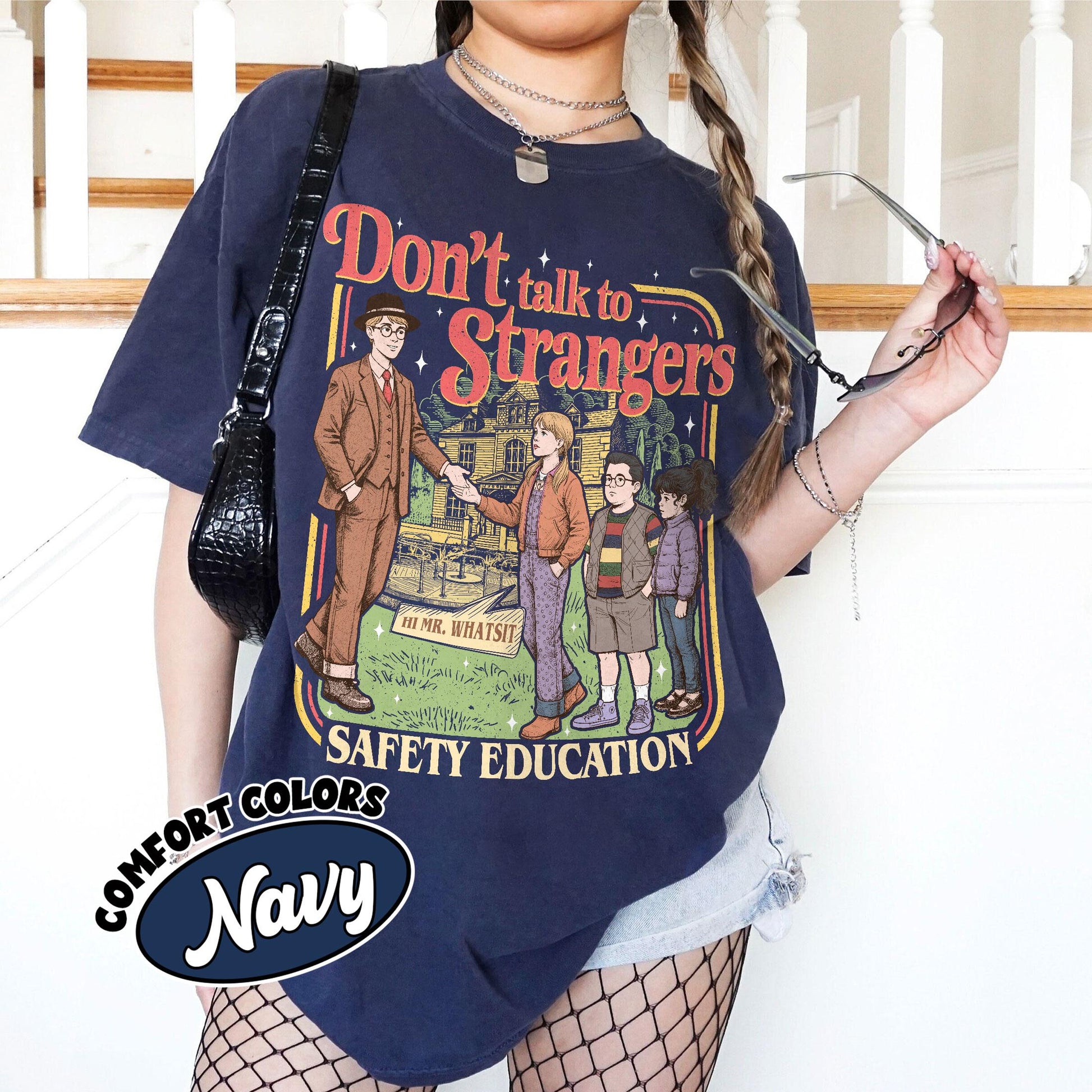 Don’t Talk to Strangers Shirt – Funny Retro Movie-Inspired T-Shirt, Safety Education Tee