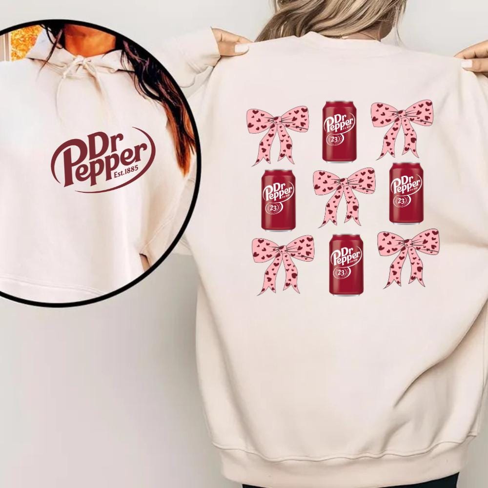 Dr Pepper Pink Coquette Bow Sweatshirt 2-Sided – Dr Pepper Lover Sweater – Est. 1885 Design