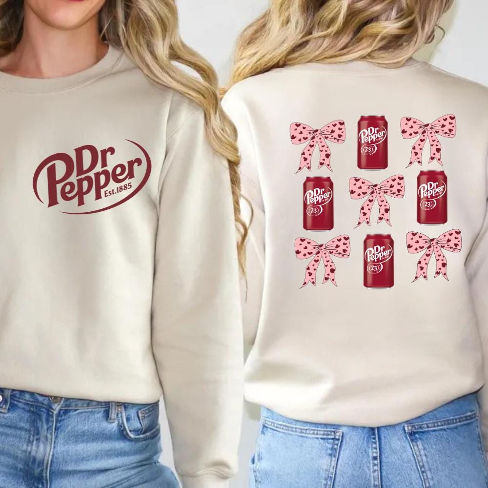 Dr Pepper Pink Coquette Bow Sweatshirt 2-Sided – Dr Pepper Lover Sweater – Est. 1885 Design