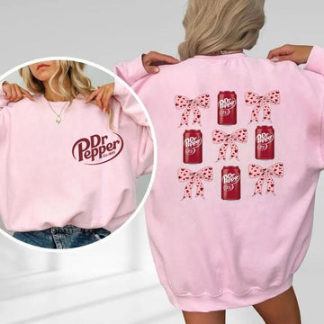 Dr Pepper Pink Coquette Bow Sweatshirt 2-Sided – Dr Pepper Lover Sweater – Est. 1885 Design