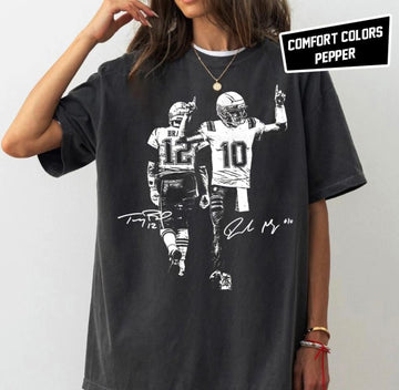 Drake Maye & Tom Vintage Football Game Day Shirt – Y2K Rap Style Graphic Tee for Fans