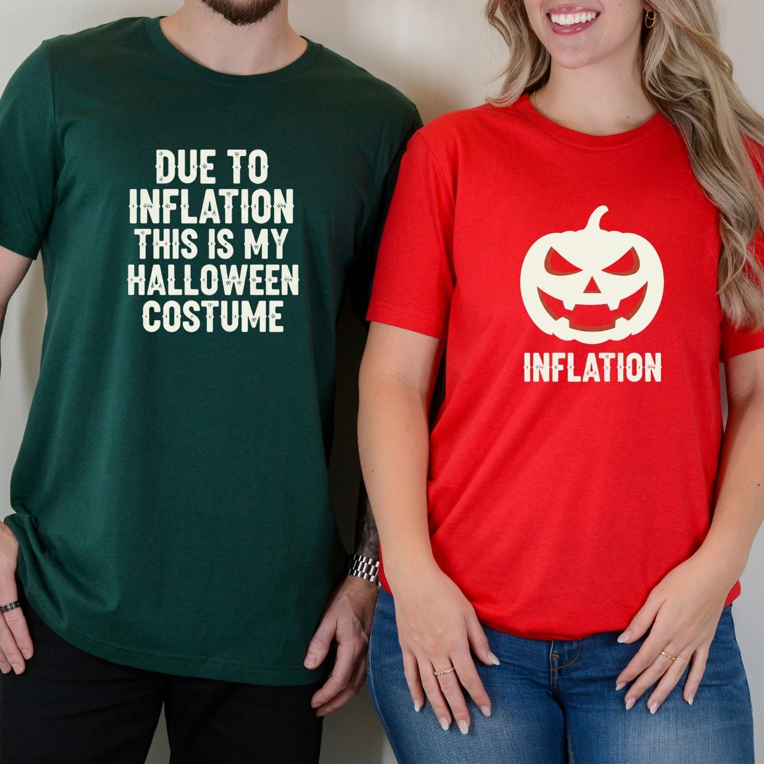 Due to Inflation This is My Halloween Costume Matching T-Shirts For Couples