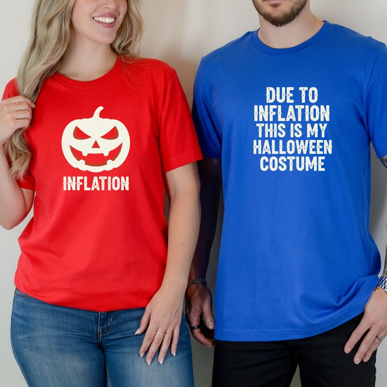 Due to Inflation This is My Halloween Costume Matching T-Shirts For Couples