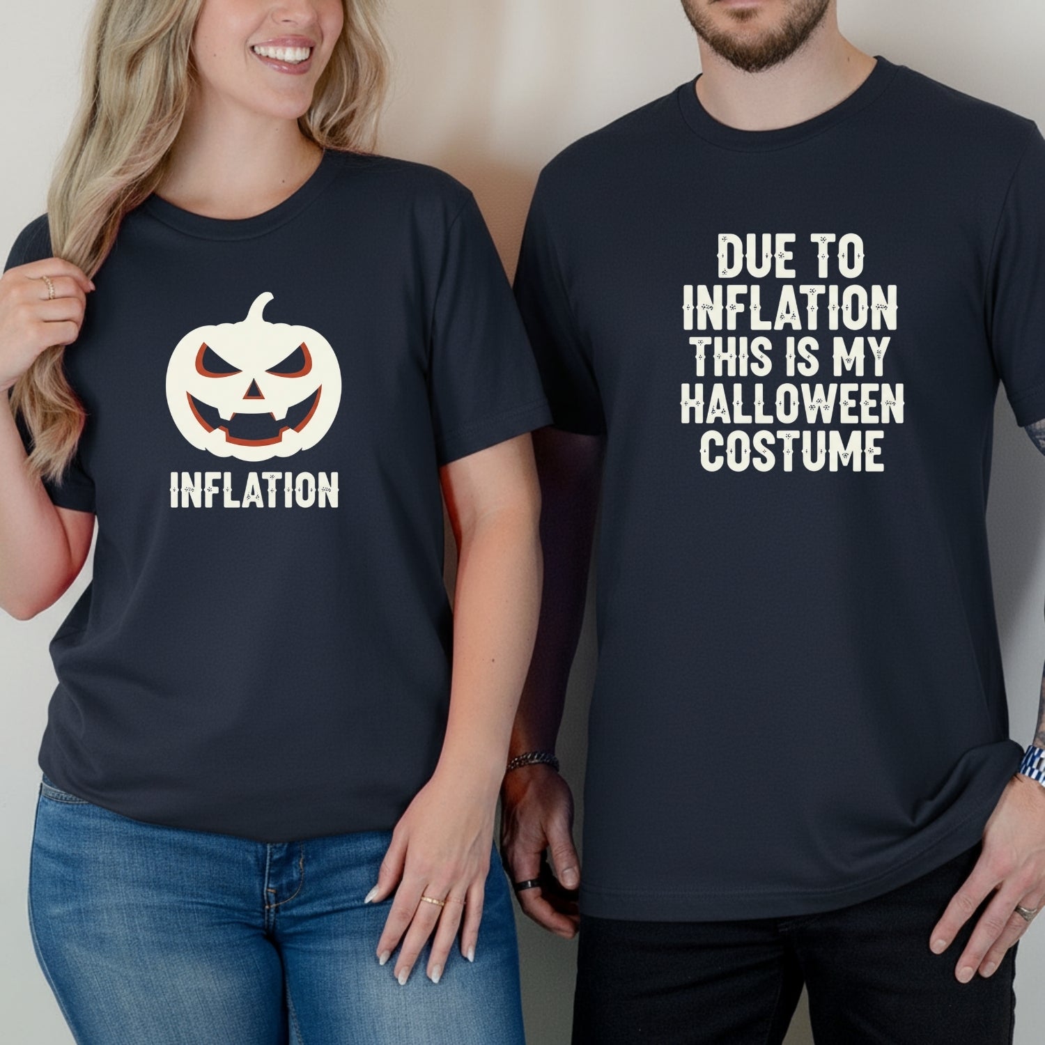 Due to Inflation This is My Halloween Costume Matching T-Shirts For Couples