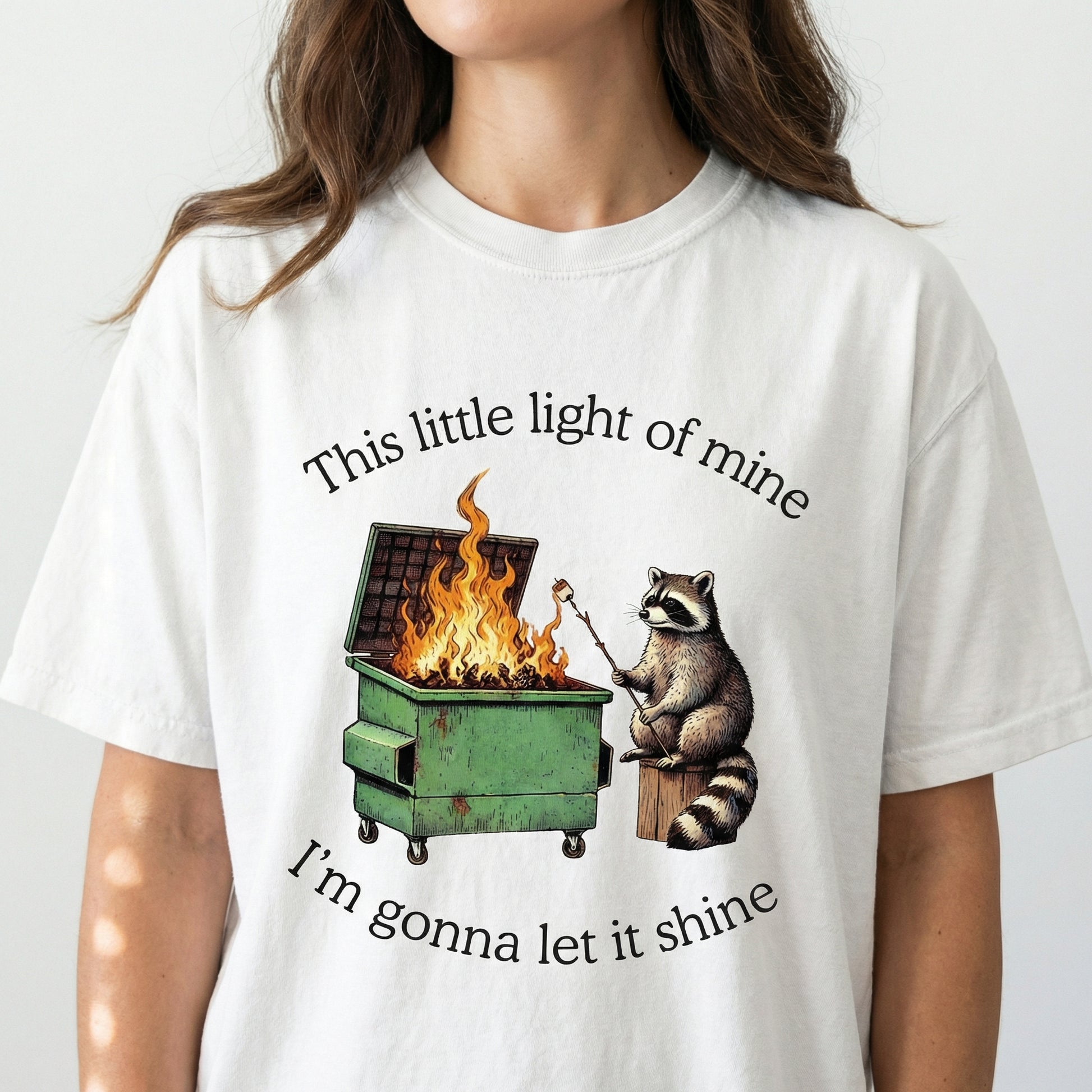 Dumpster Fire Raccoon Funny Graphic T-Shirt – Mental Health Humor Tee