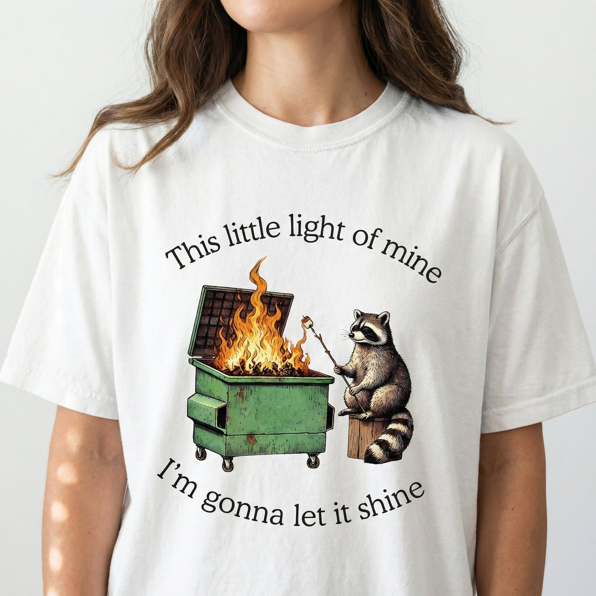 Dumpster Fire Raccoon Funny Graphic T-Shirt – Mental Health Humor Tee