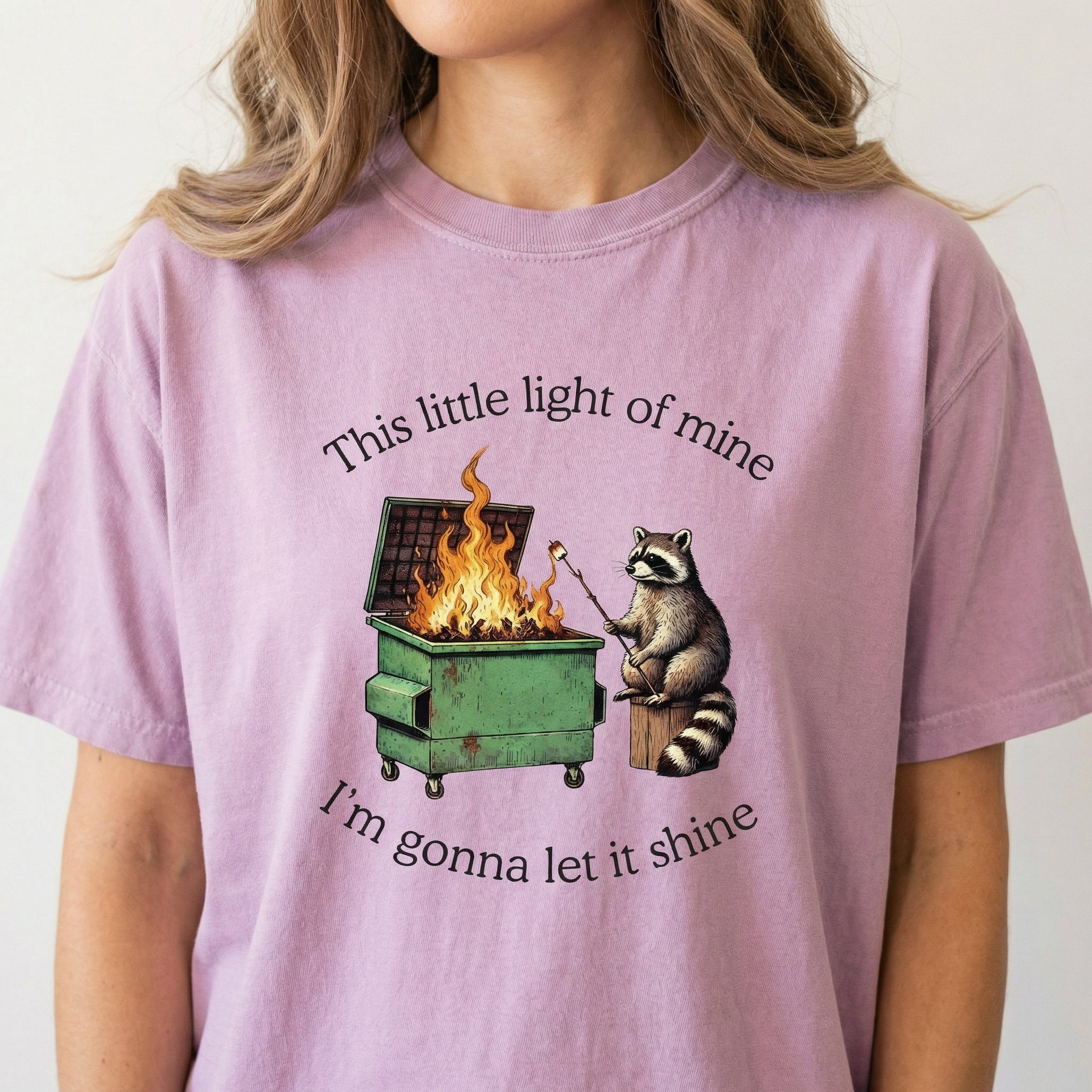 Dumpster Fire Raccoon Funny Graphic T-Shirt – Mental Health Humor Tee