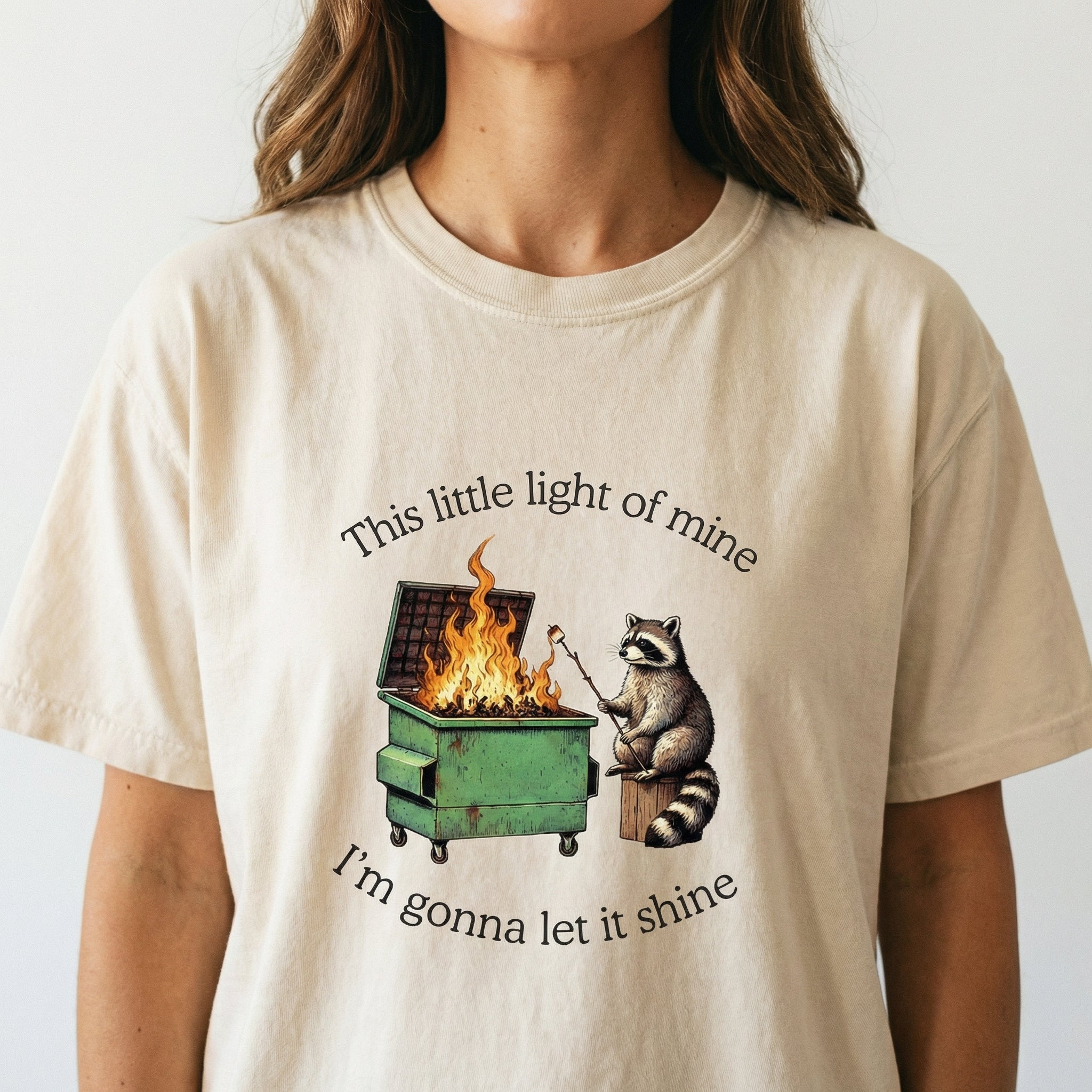 Dumpster Fire Raccoon Funny Graphic T-Shirt – Mental Health Humor Tee