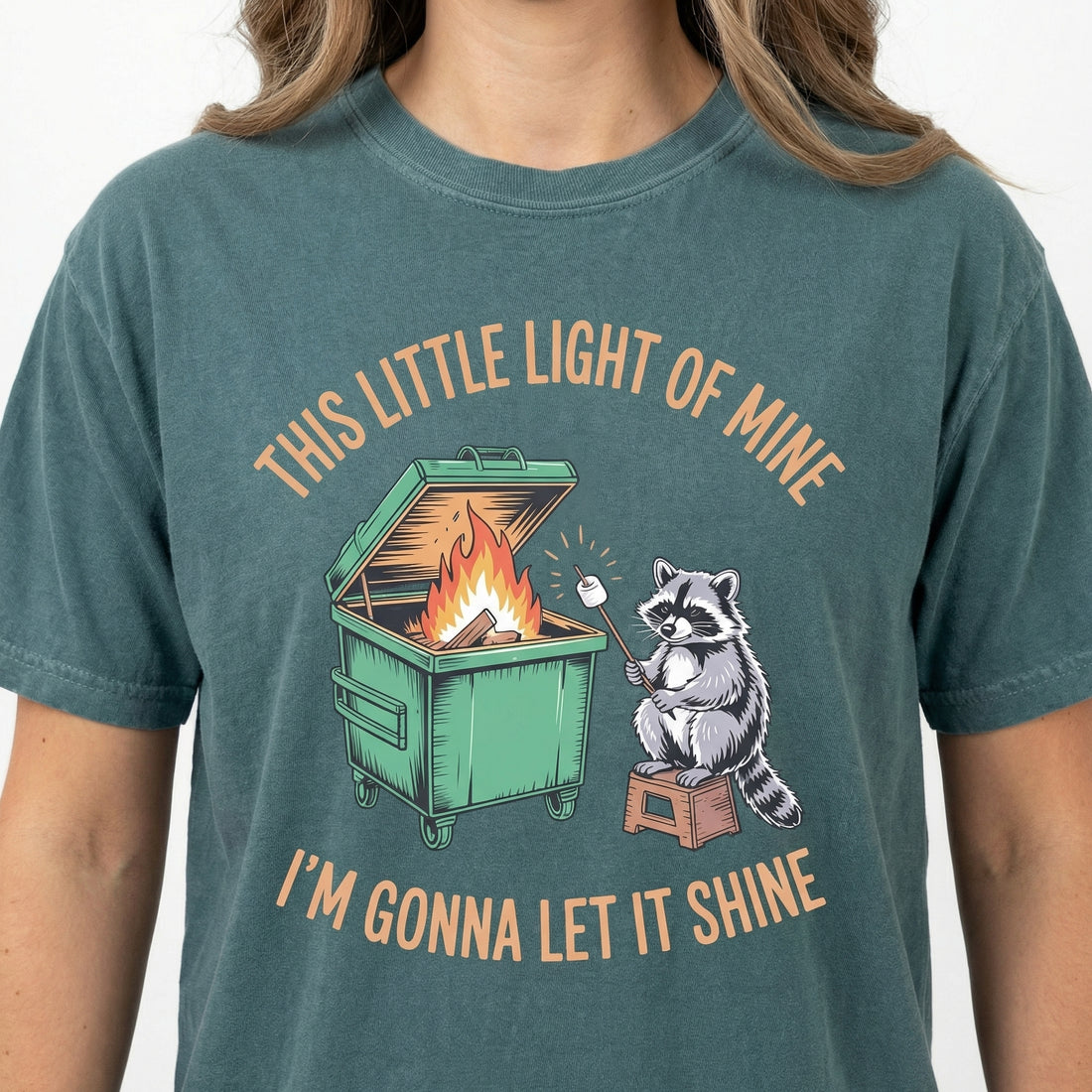 Dumpster Fire Raccoon Graphic T-Shirt - Funny Parody Mental Health Tee