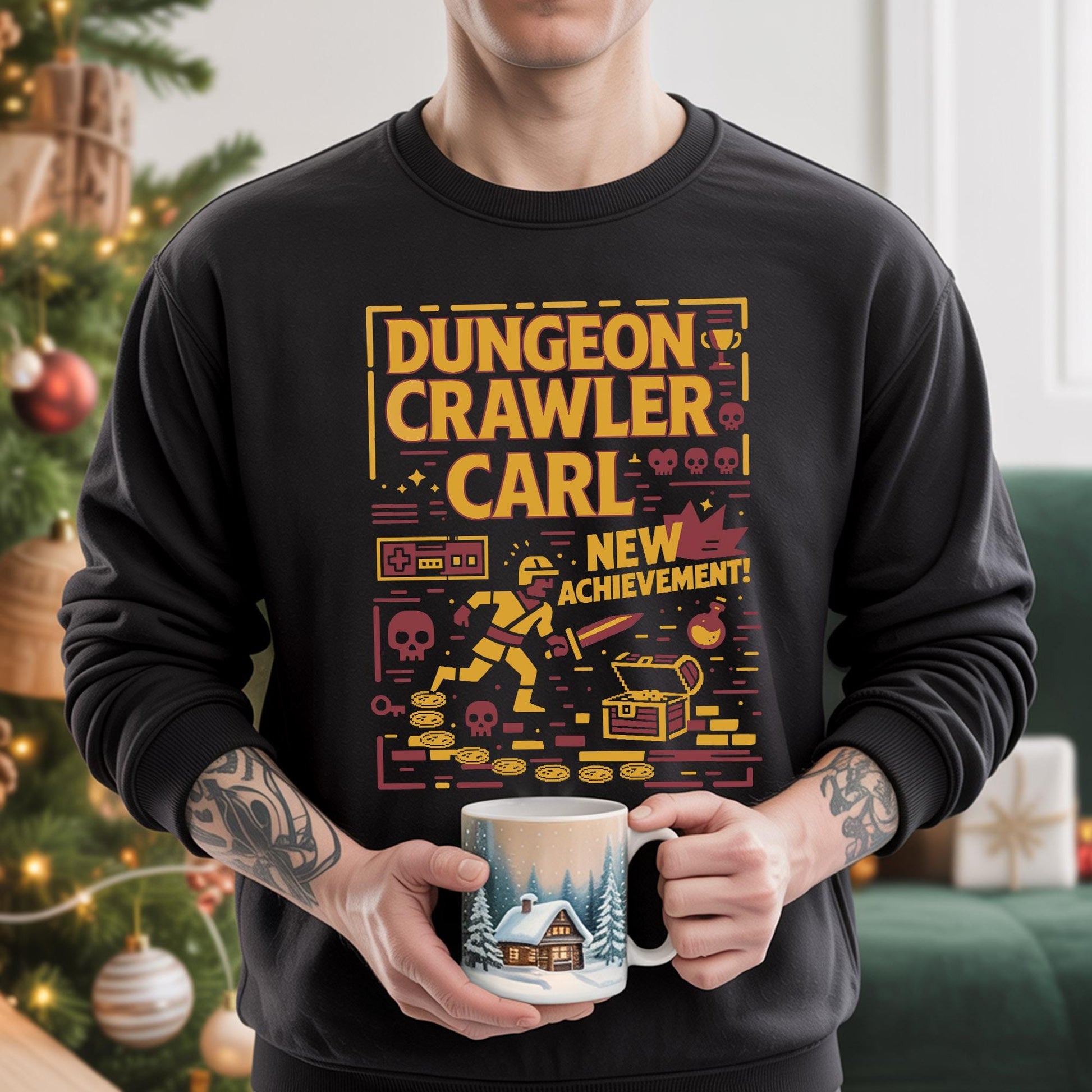 Dungeon Crawler Carl New Achievement Graphic Sweatshirt – Gamer Fan Apparel