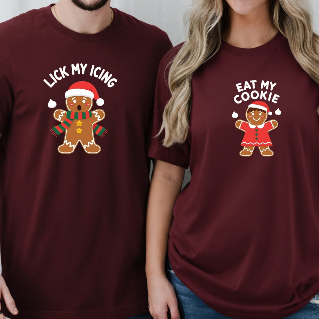 Eat My Cookies Funny Gingerbread Matching T-Shirts For Couples