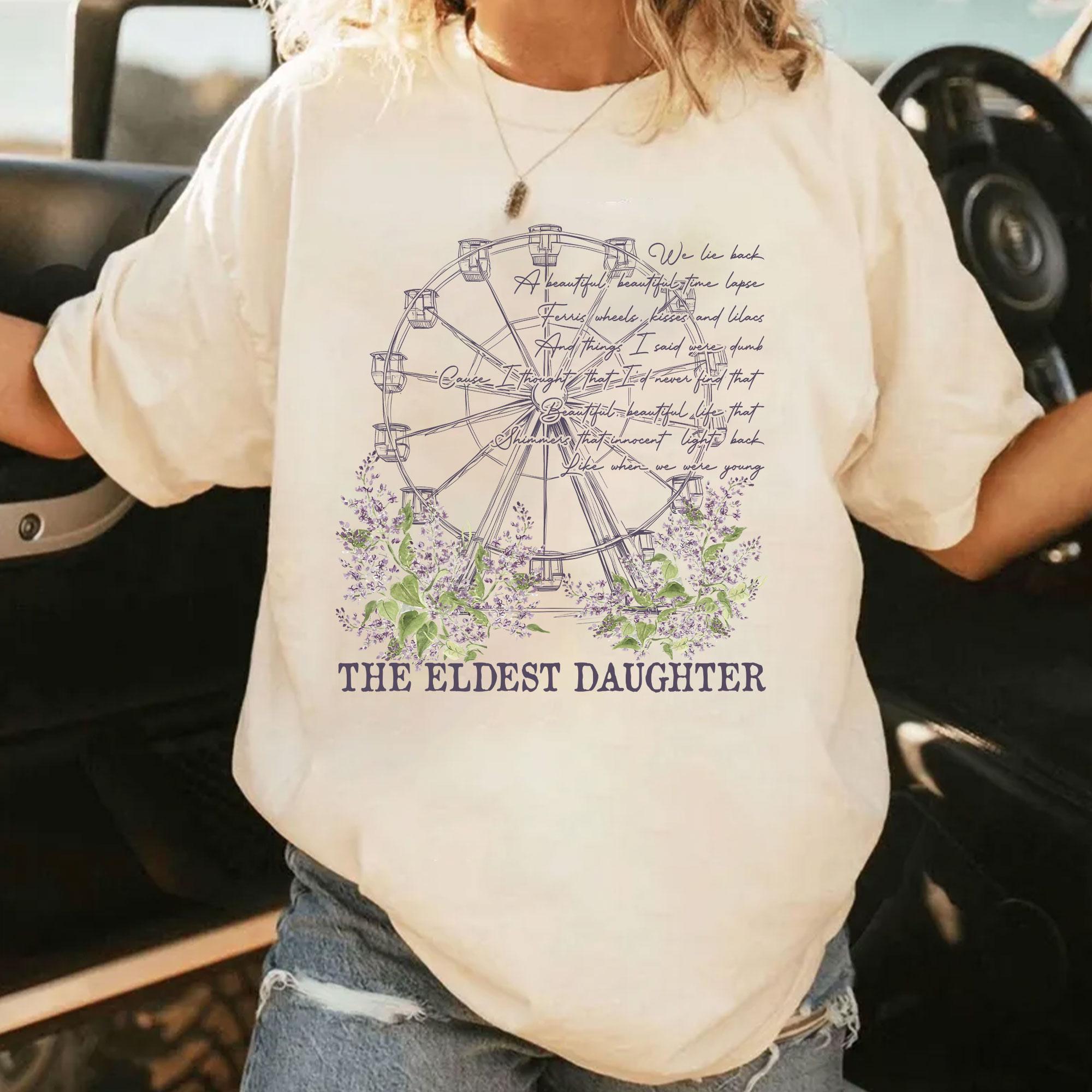 Eldest Daughter Showgirl Shirt – Ferris Wheels Kisses and Lilacs Lyrics Tee – Vintage Graphic Top
