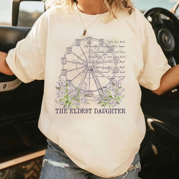 Eldest Daughter Showgirl Shirt – Ferris Wheels Kisses and Lilacs Lyrics Tee – Vintage Graphic Top