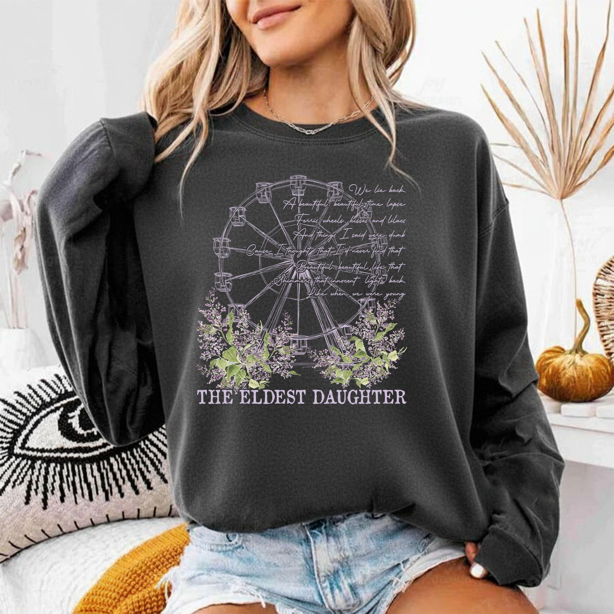 Eldest Daughter Showgirl Shirt – Ferris Wheels Kisses and Lilacs Lyrics Tee – Vintage Graphic Top