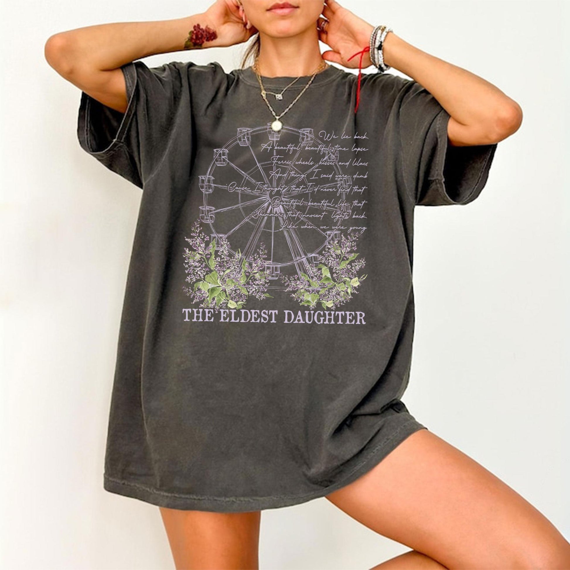 Eldest Daughter Showgirl Shirt – Ferris Wheels Kisses and Lilacs Lyrics Tee – Vintage Graphic Top
