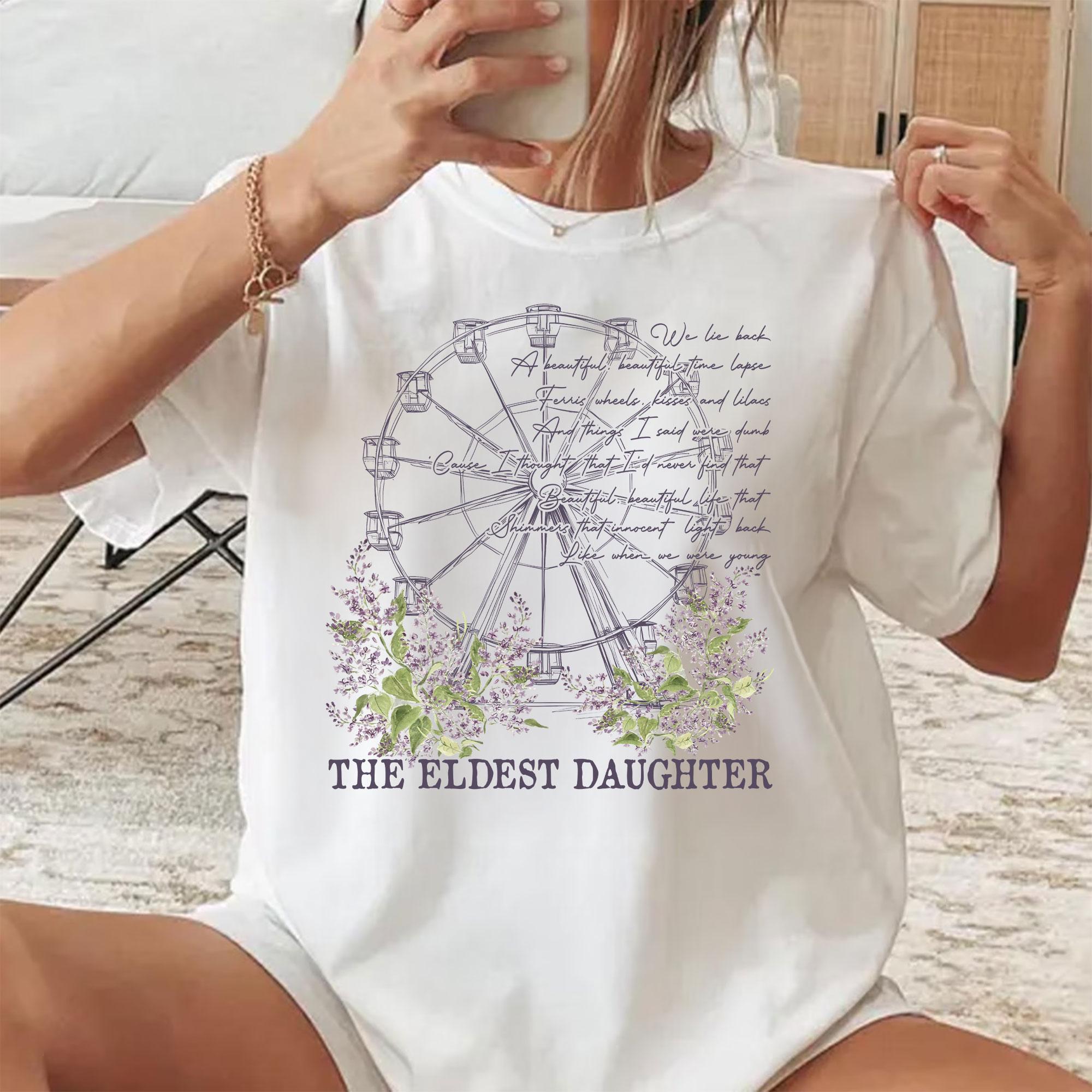 Eldest Daughter Showgirl Shirt – Ferris Wheels Kisses and Lilacs Lyrics Tee – Vintage Graphic Top