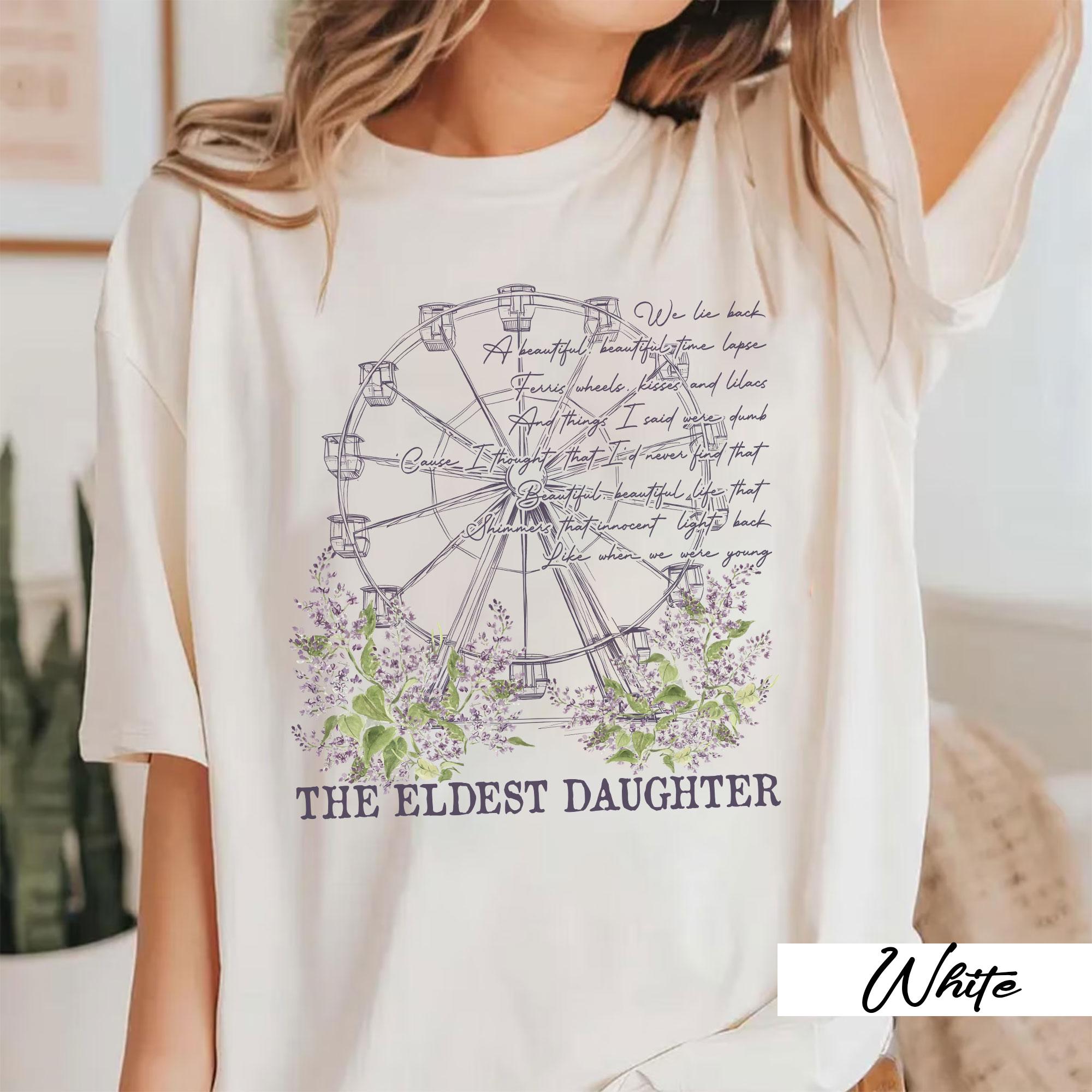 Eldest Daughter Showgirl Shirt – Ferris Wheels Kisses and Lilacs Lyrics Tee – Vintage Graphic Top