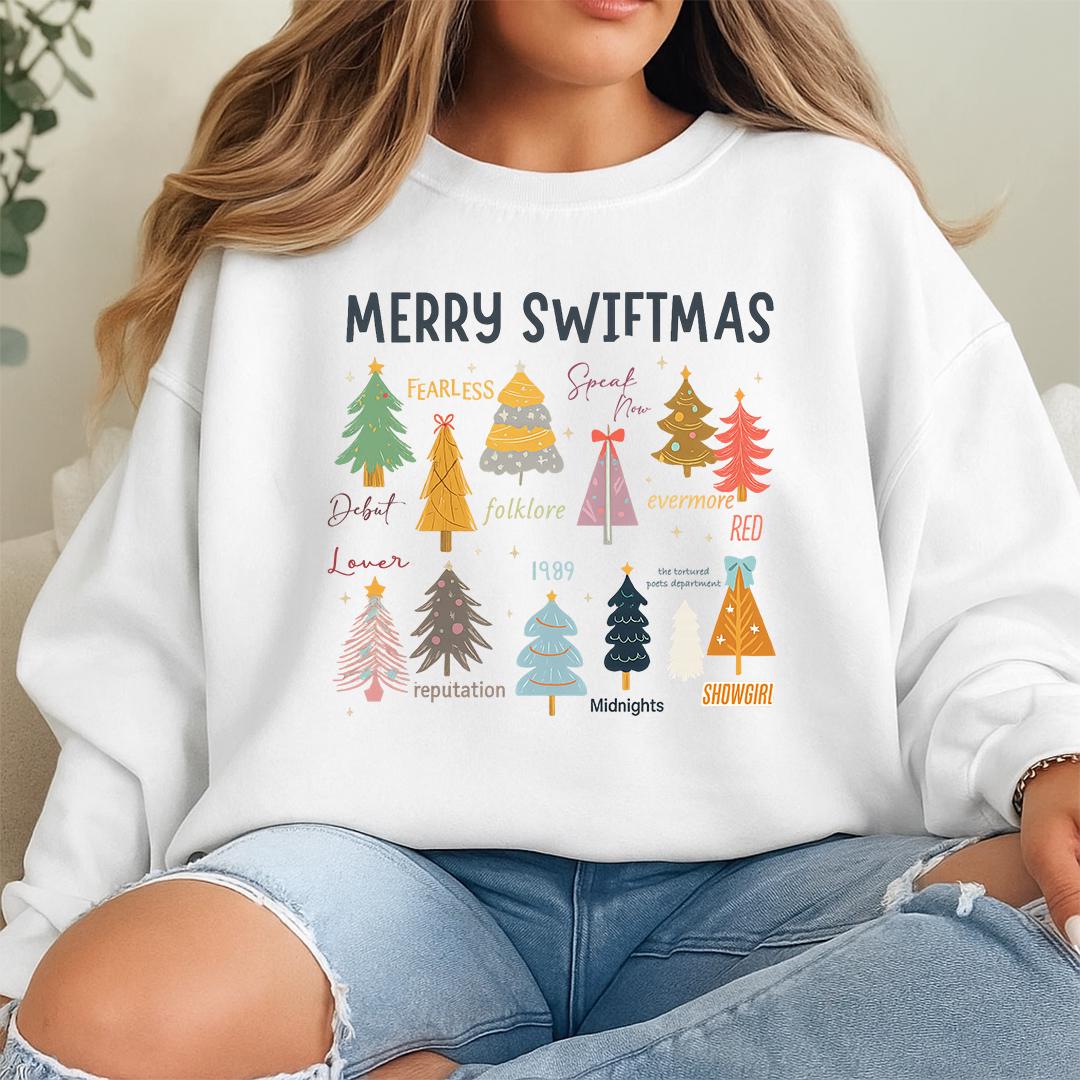 Christmas Tree Eras-Inspired Sweatshirt – Cute Merry S-mas Holiday Crewneck